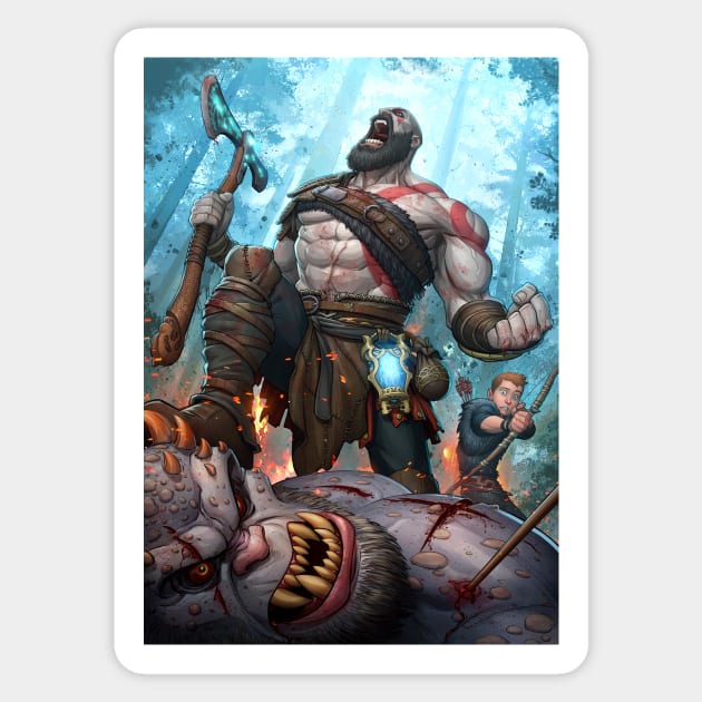 God of War (full) Sticker by PatrickBrownArt